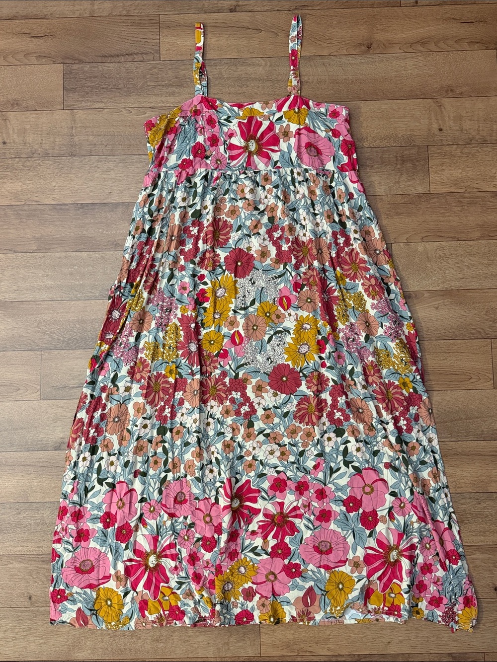 Natural Life Size Large Patti Side Slit Maxi Dress In Vintage Summer Floral L